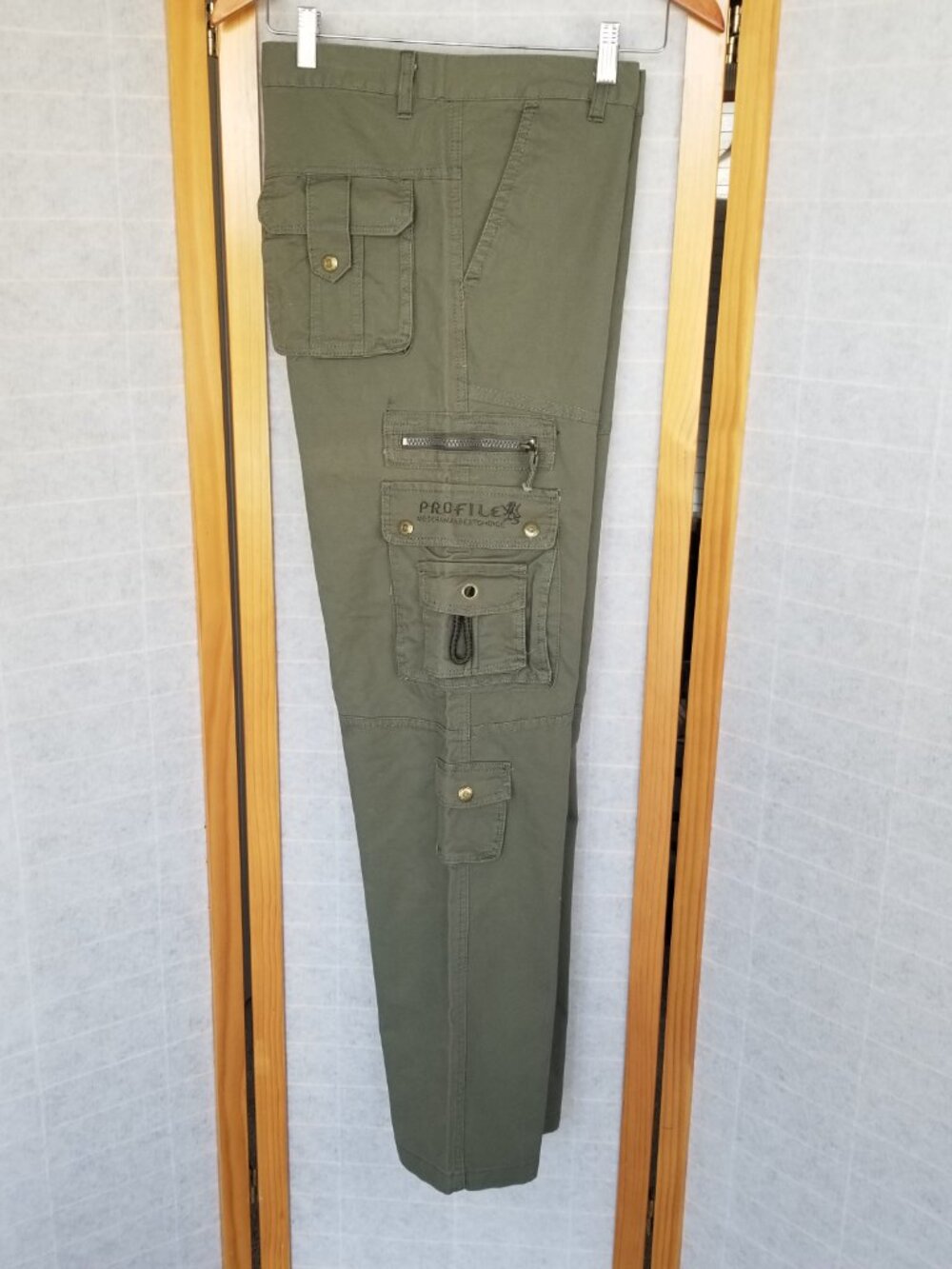 Profile Men's 40 x 31 Green Cargo Work Pants Tactical Flat Front 100% Cotton